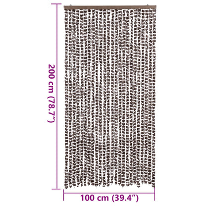 vidaXL Fly Curtain Brown and White 100x200 cm Chenille