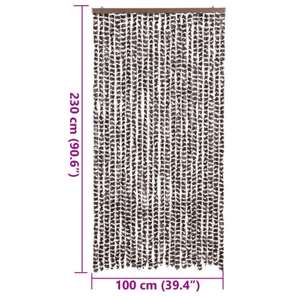vidaXL Fly Curtain Brown and White 100x230 cm Chenille