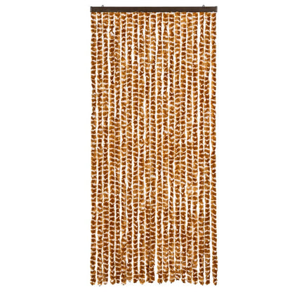 vidaXL Fly Curtain Ochre and White 90x200 cm Chenille