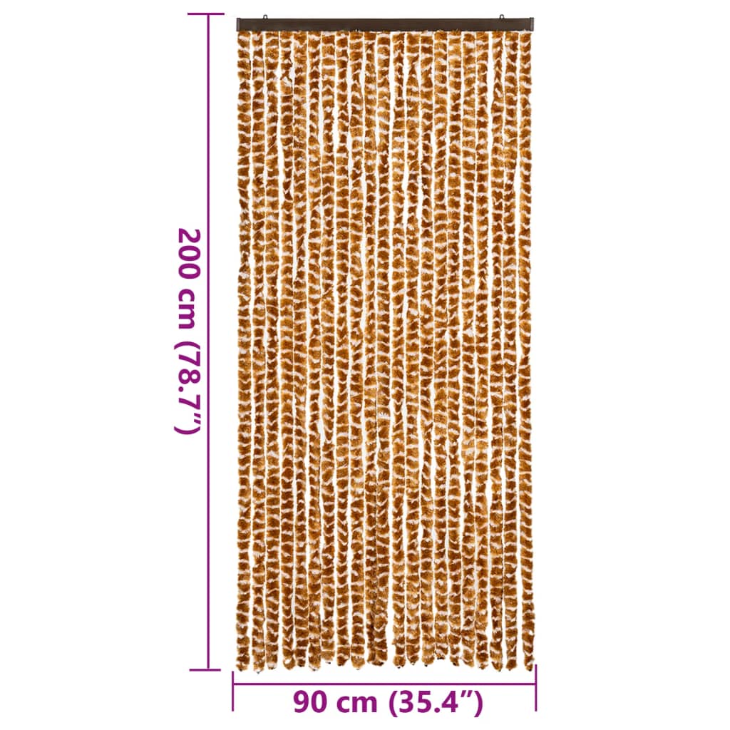 vidaXL Fly Curtain Ochre and White 90x200 cm Chenille