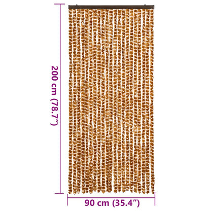 vidaXL Fly Curtain Ochre and White 90x200 cm Chenille
