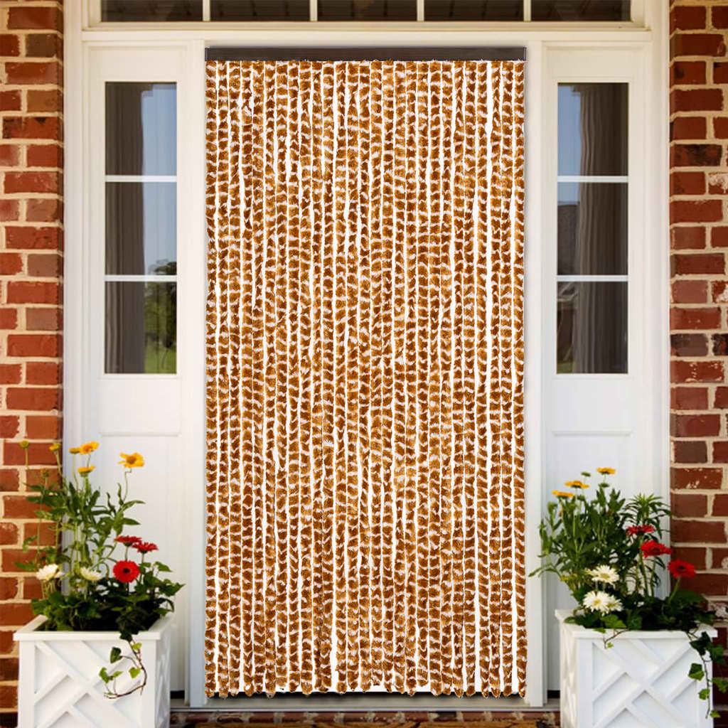 vidaXL Fly Curtain Ochre and White 90x200 cm Chenille