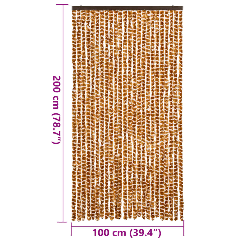 vidaXL Fly Curtain Ochre and White 100x200 cm Chenille