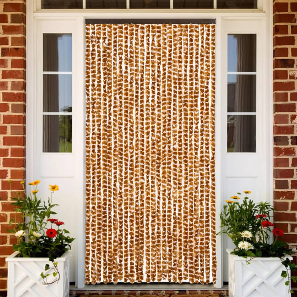 vidaXL Fly Curtain Ochre and White 100x200 cm Chenille