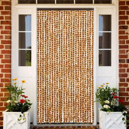 vidaXL Fly Curtain Ochre and White 100x200 cm Chenille