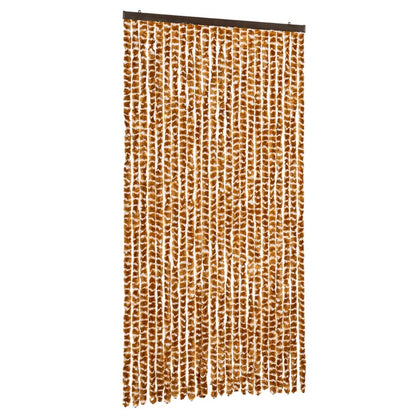 vidaXL Fly Curtain Ochre and White 100x230 cm Chenille