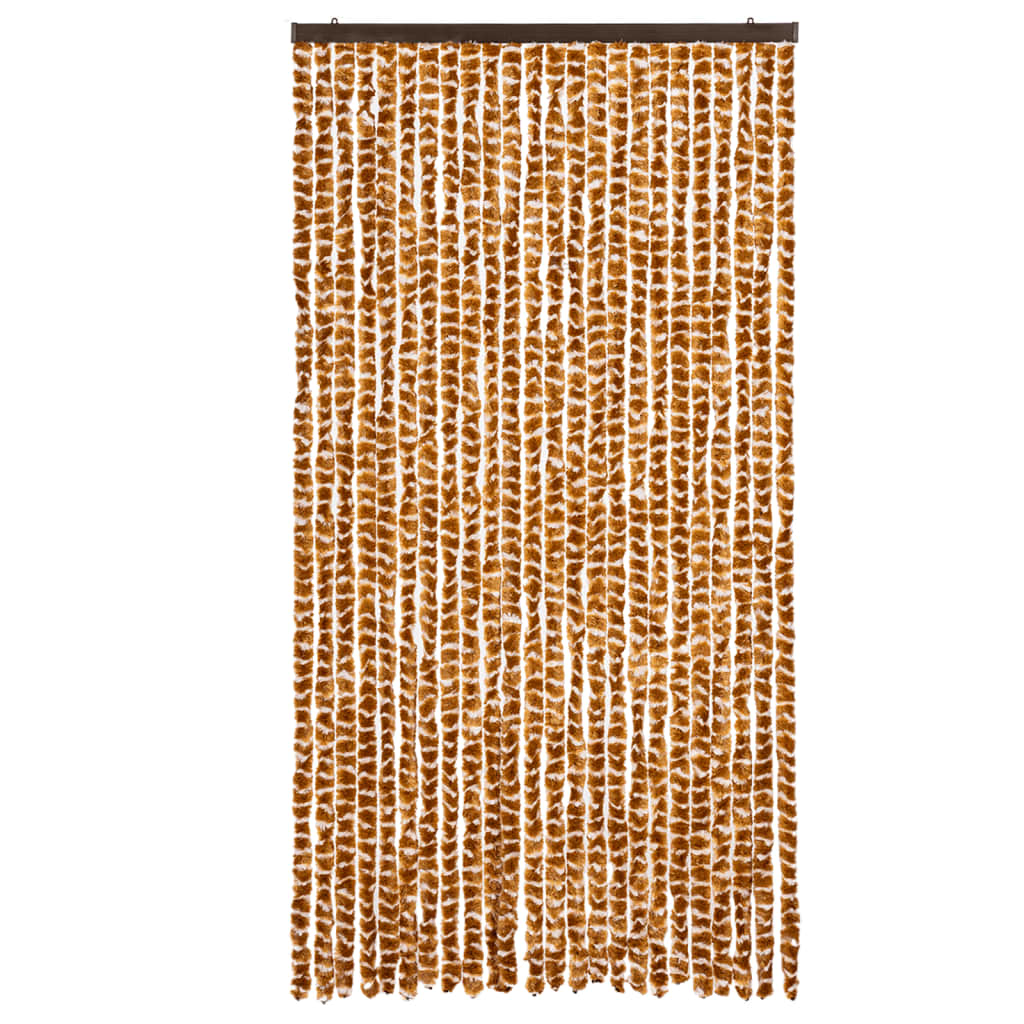 vidaXL Fly Curtain Ochre and White 100x230 cm Chenille