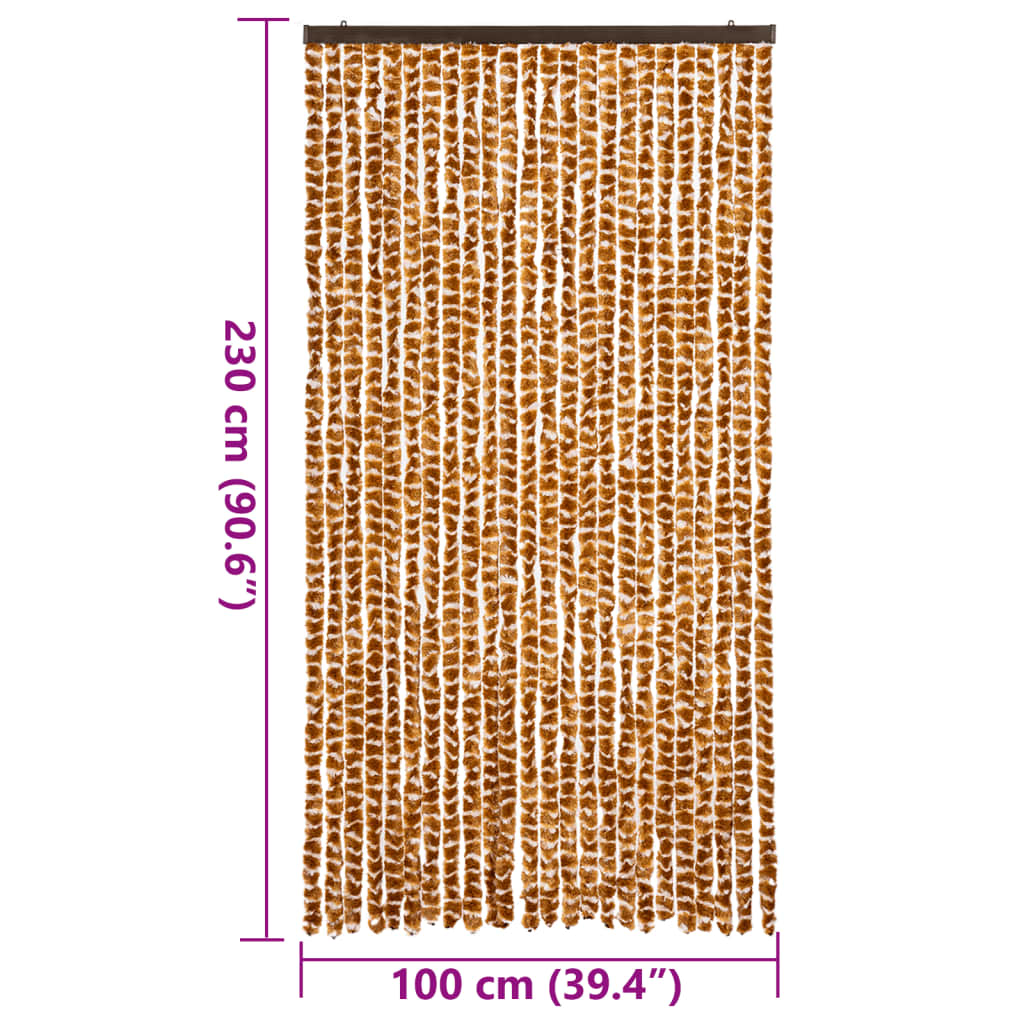 vidaXL Fly Curtain Ochre and White 100x230 cm Chenille
