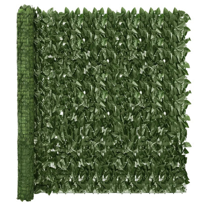 vidaXL Balcony Privacy Screen with Dark Green Leaves 300x150 cm
