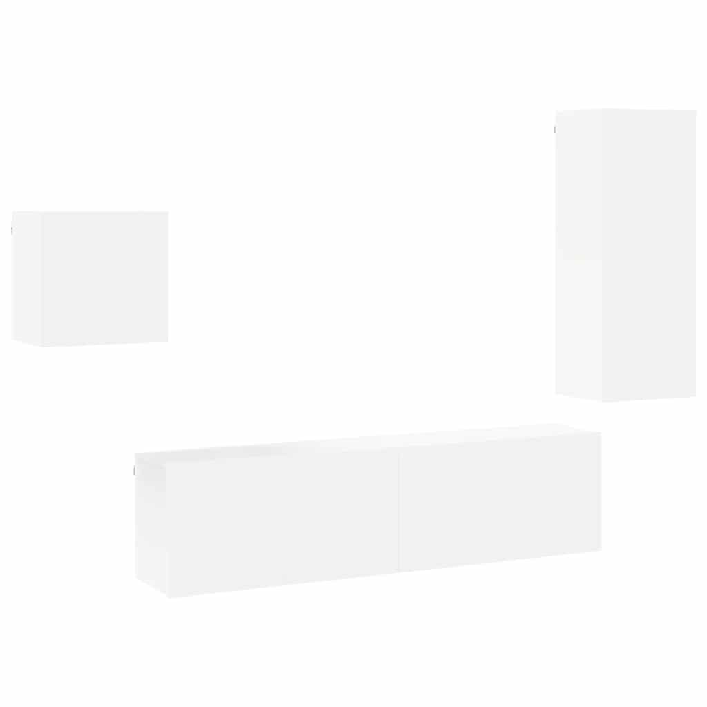 vidaXL 4 Piece TV Wall Units White Engineered Wood