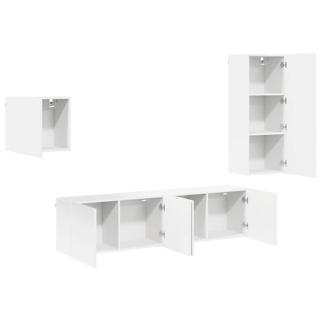 vidaXL 4 Piece TV Wall Units White Engineered Wood