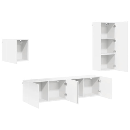 vidaXL 4 Piece TV Wall Units White Engineered Wood