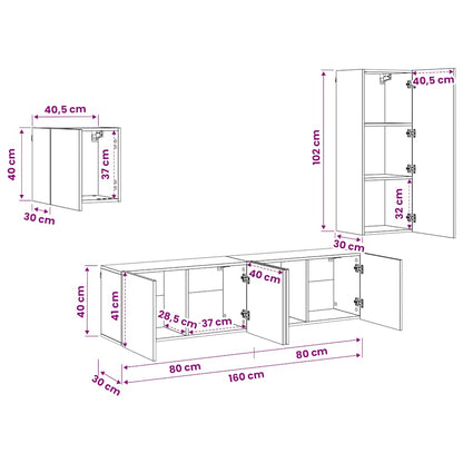 vidaXL 4 Piece TV Wall Units White Engineered Wood