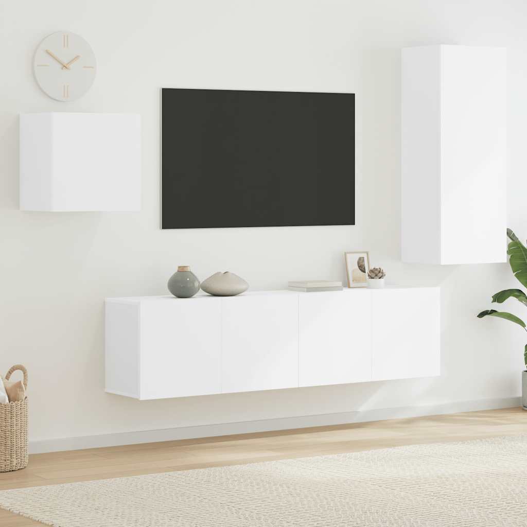vidaXL 4 Piece TV Wall Units White Engineered Wood