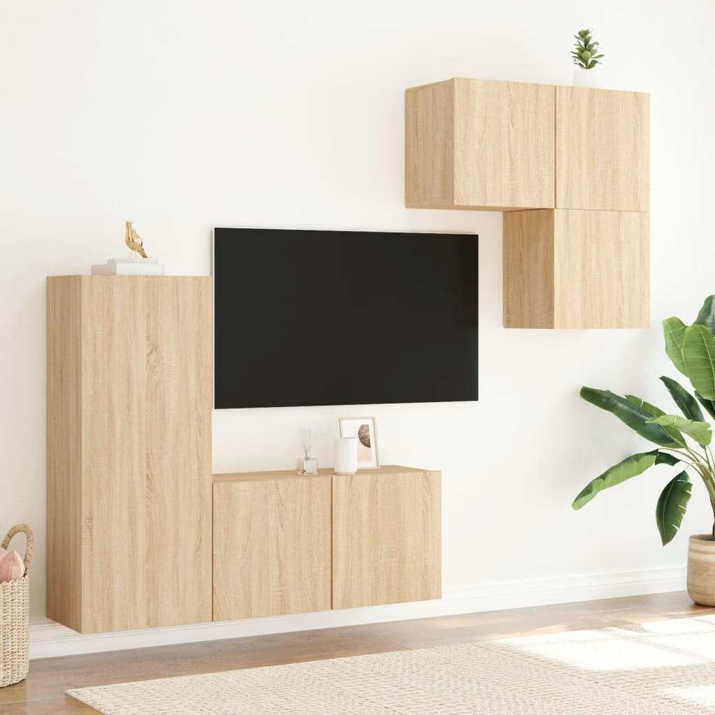 vidaXL TV Wall Unit | Sonoma Oak | Engineered Wood | Medium | TV Wall Unit