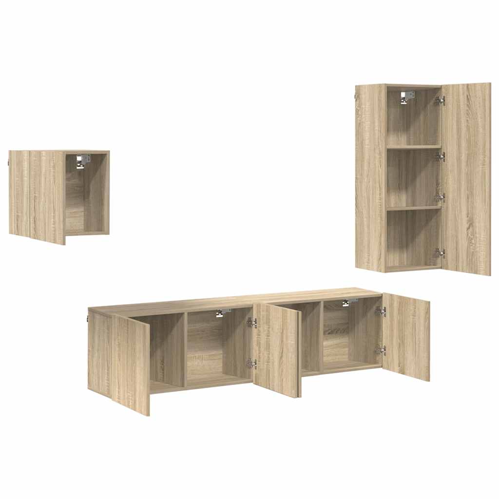 vidaXL 4 Piece TV Wall Units Sonoma Oak Engineered Wood