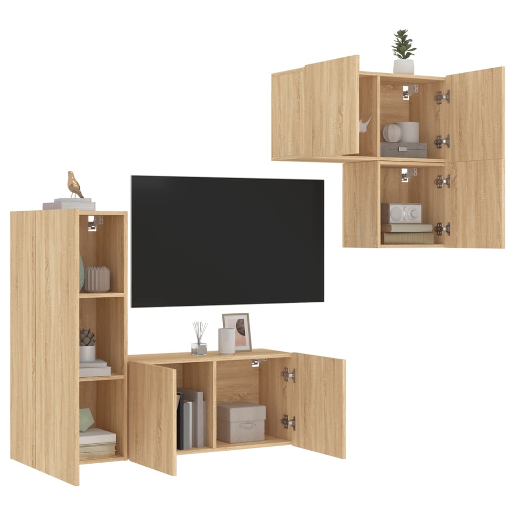 vidaXL TV Wall Unit | Sonoma Oak | Engineered Wood | Medium | TV Wall Unit