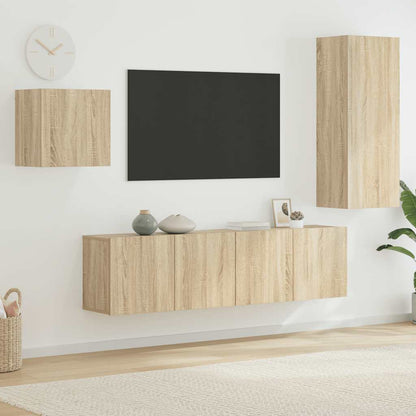 vidaXL 4 Piece TV Wall Units Sonoma Oak Engineered Wood