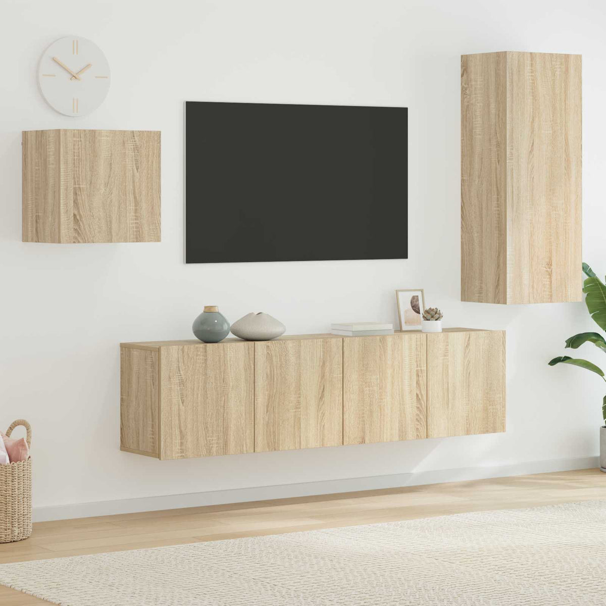 vidaXL 4 Piece TV Wall Units Sonoma Oak Engineered Wood