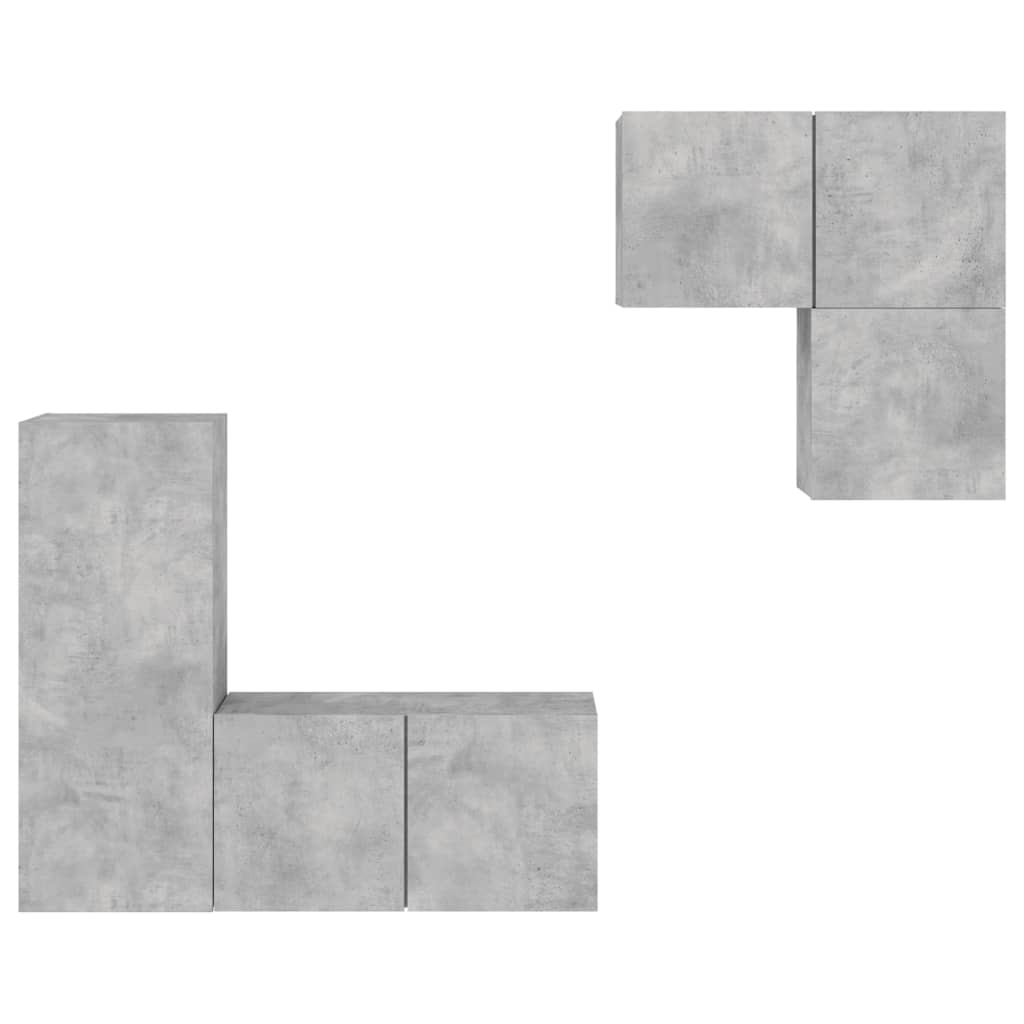vidaXL 4 Piece TV Wall Units Concrete Grey Engineered Wood