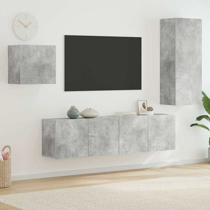 vidaXL 4 Piece TV Wall Units Concrete Grey Engineered Wood