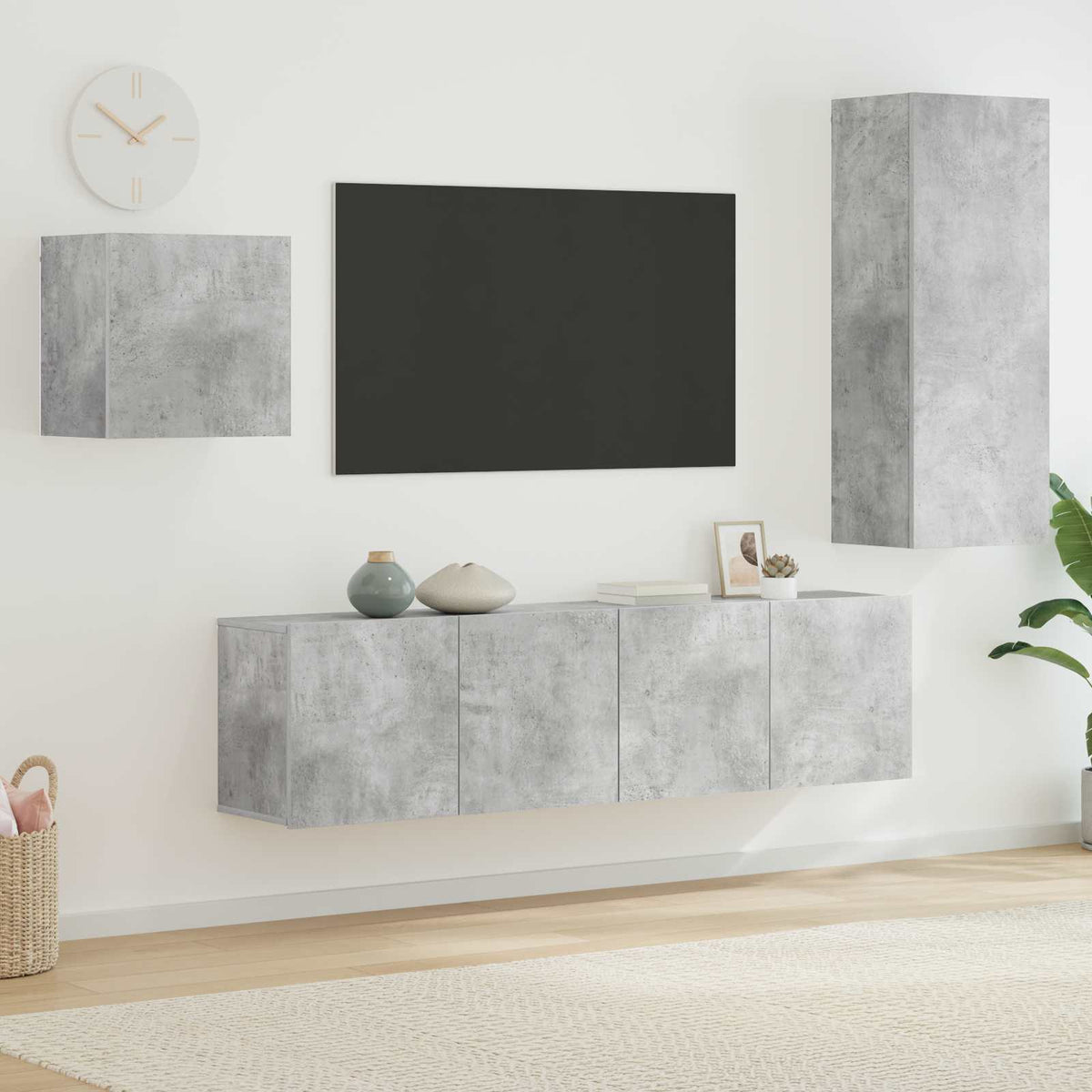 vidaXL 4 Piece TV Wall Units Concrete Grey Engineered Wood