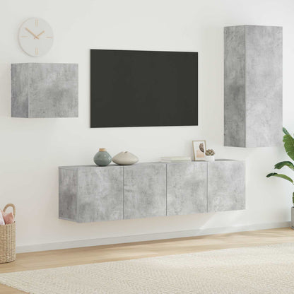 vidaXL 4 Piece TV Wall Units Concrete Grey Engineered Wood