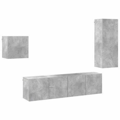 vidaXL 4 Piece TV Wall Units Concrete Grey Engineered Wood