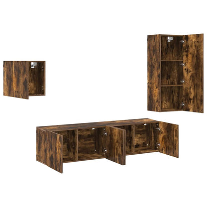 vidaXL 4 Piece TV Wall Units Smoked Oak Engineered Wood
