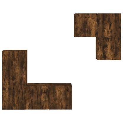 vidaXL 4 Piece TV Wall Units Smoked Oak Engineered Wood