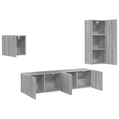 vidaXL 4 Piece TV Wall Units Grey Sonoma Engineered Wood