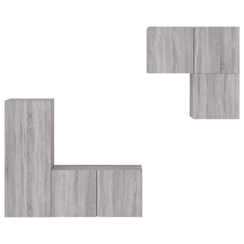 vidaXL 4 Piece TV Wall Units Grey Sonoma Engineered Wood