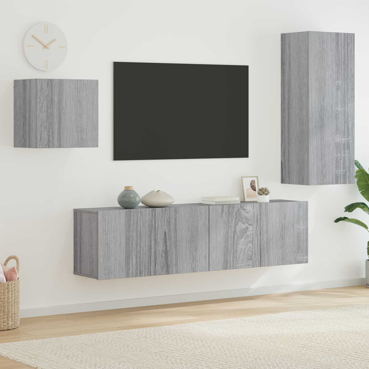 vidaXL 4 Piece TV Wall Units Grey Sonoma Engineered Wood