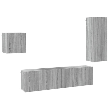vidaXL 4 Piece TV Wall Units Grey Sonoma Engineered Wood