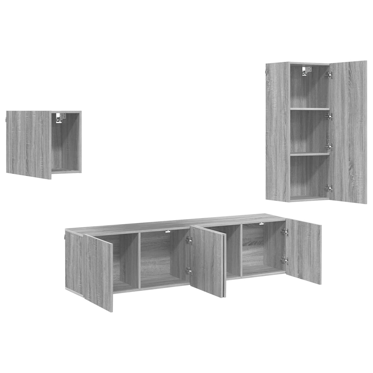 vidaXL 4 Piece TV Wall Units Grey Sonoma Engineered Wood