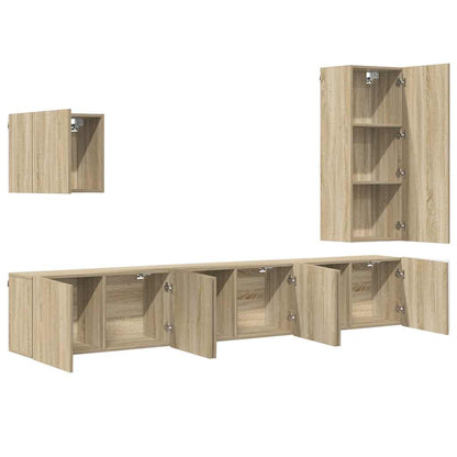 vidaXL 5 Piece TV Wall Units Sonoma Oak Engineered Wood