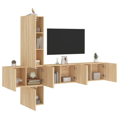 vidaXL TV Wall Unit | Sonoma oak | Engineered wood | Floating TV Wall Unit