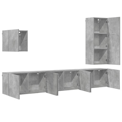 vidaXL 5 Piece TV Wall Units Concrete Grey Engineered Wood