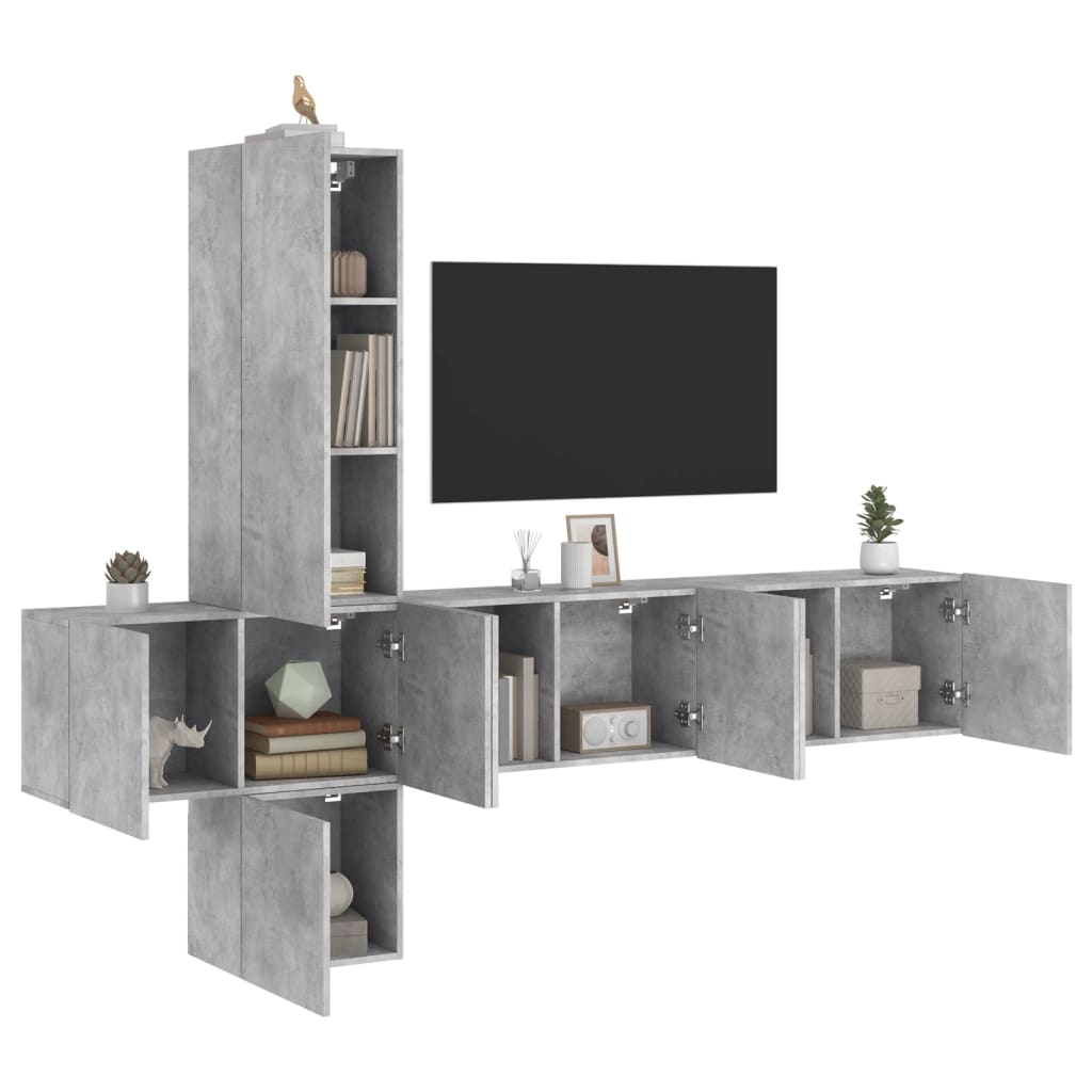 vidaXL 5 Piece TV Wall Units Concrete Grey Engineered Wood