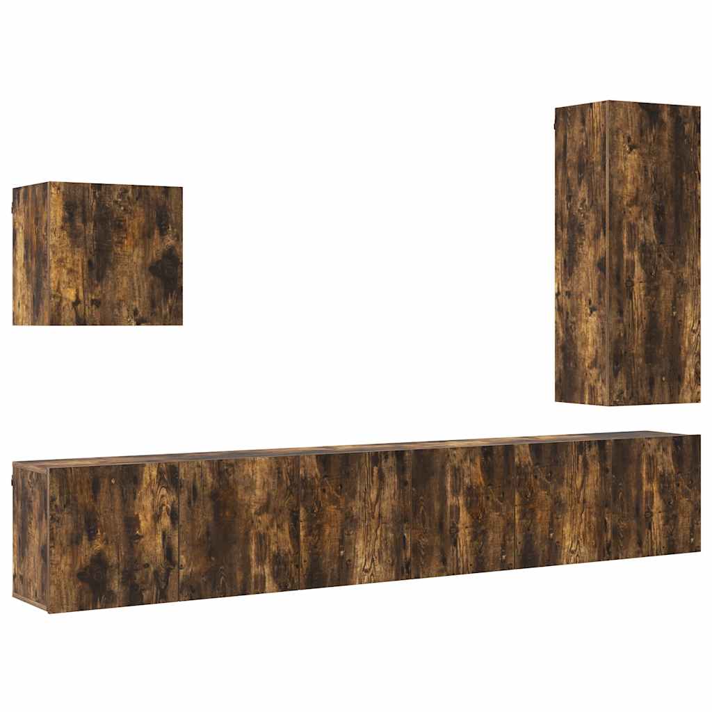 vidaXL 5 Piece TV Wall Units Smoked Oak Engineered Wood