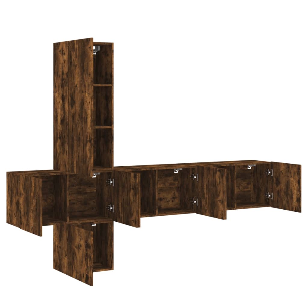 vidaXL 5 Piece TV Wall Units Smoked Oak Engineered Wood