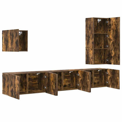 vidaXL 5 Piece TV Wall Units Smoked Oak Engineered Wood