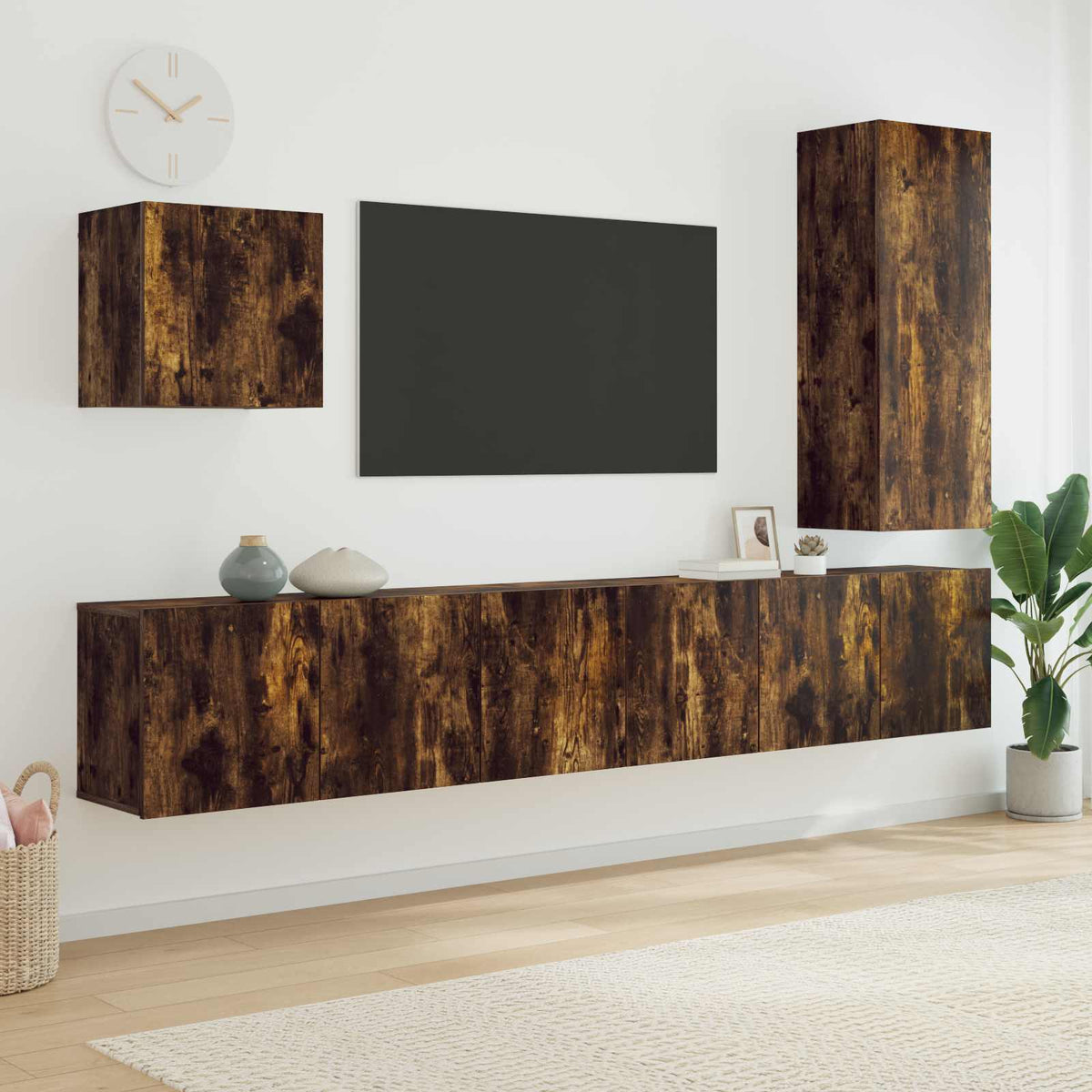 vidaXL 5 Piece TV Wall Units Smoked Oak Engineered Wood