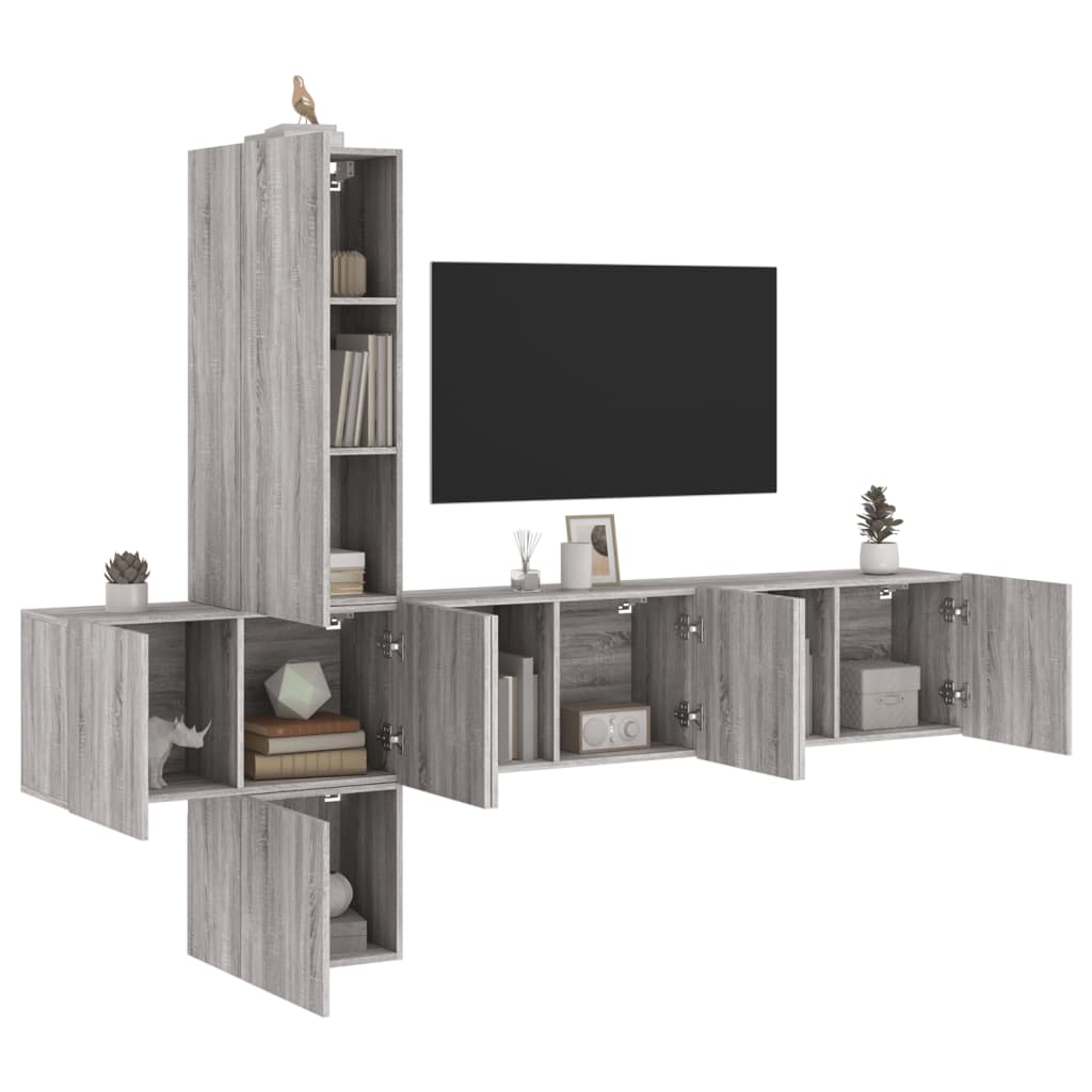 vidaXL 5 Piece TV Wall Units Grey Sonoma Engineered Wood