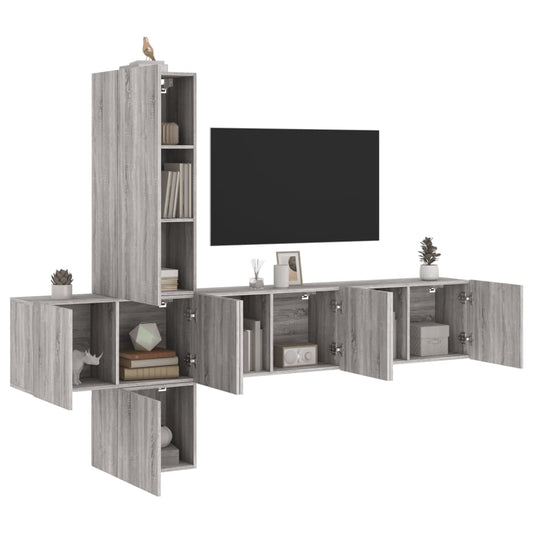 vidaXL 5 Piece TV Wall Units Grey Sonoma Engineered Wood