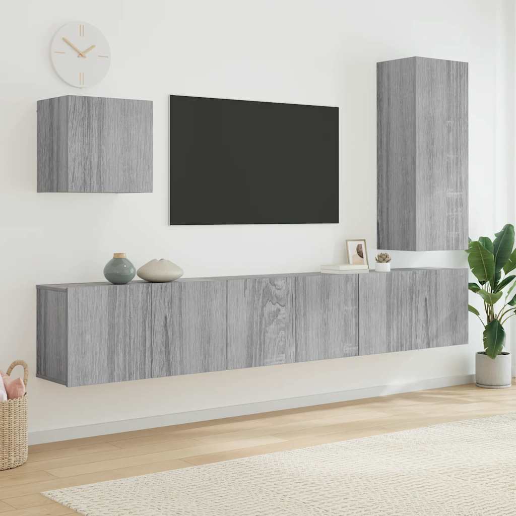 vidaXL 5 Piece TV Wall Units Grey Sonoma Engineered Wood