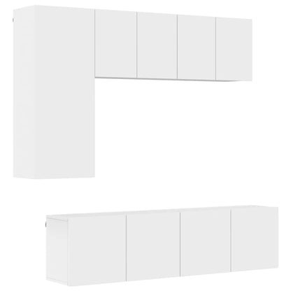 vidaXL 5 Piece TV Wall Units White Engineered Wood