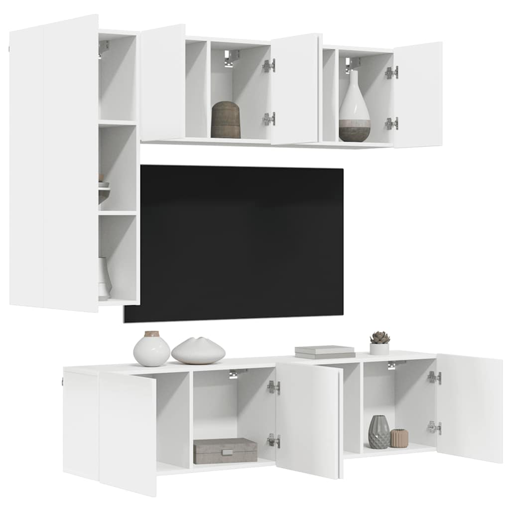 vidaXL 5 Piece TV Wall Units White Engineered Wood