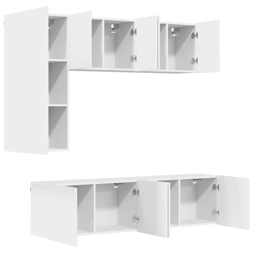 vidaXL 5 Piece TV Wall Units White Engineered Wood