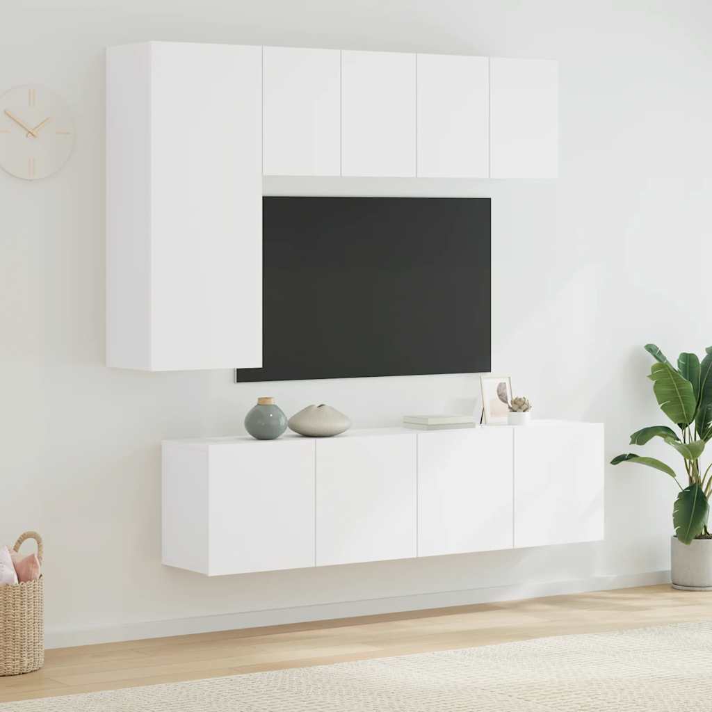vidaXL 5 Piece TV Wall Units White Engineered Wood